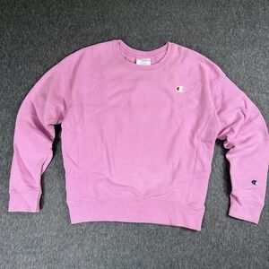Champion Sweater Womens Small Pink Crew Neck Reverse Weave